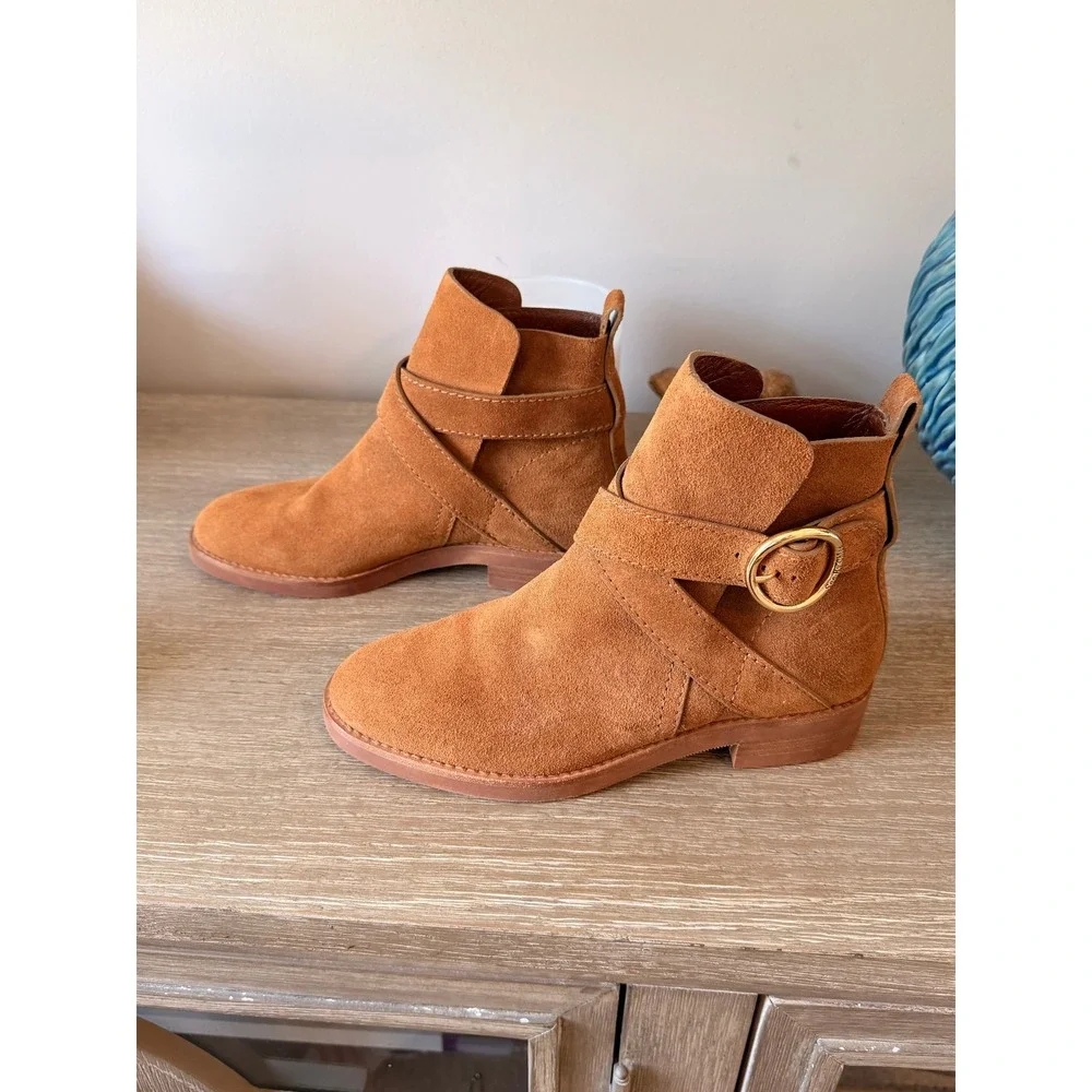 See By Chloé Lyna Suede Ankle‎ Boots Women Ginger 36.5 EU / 6 US